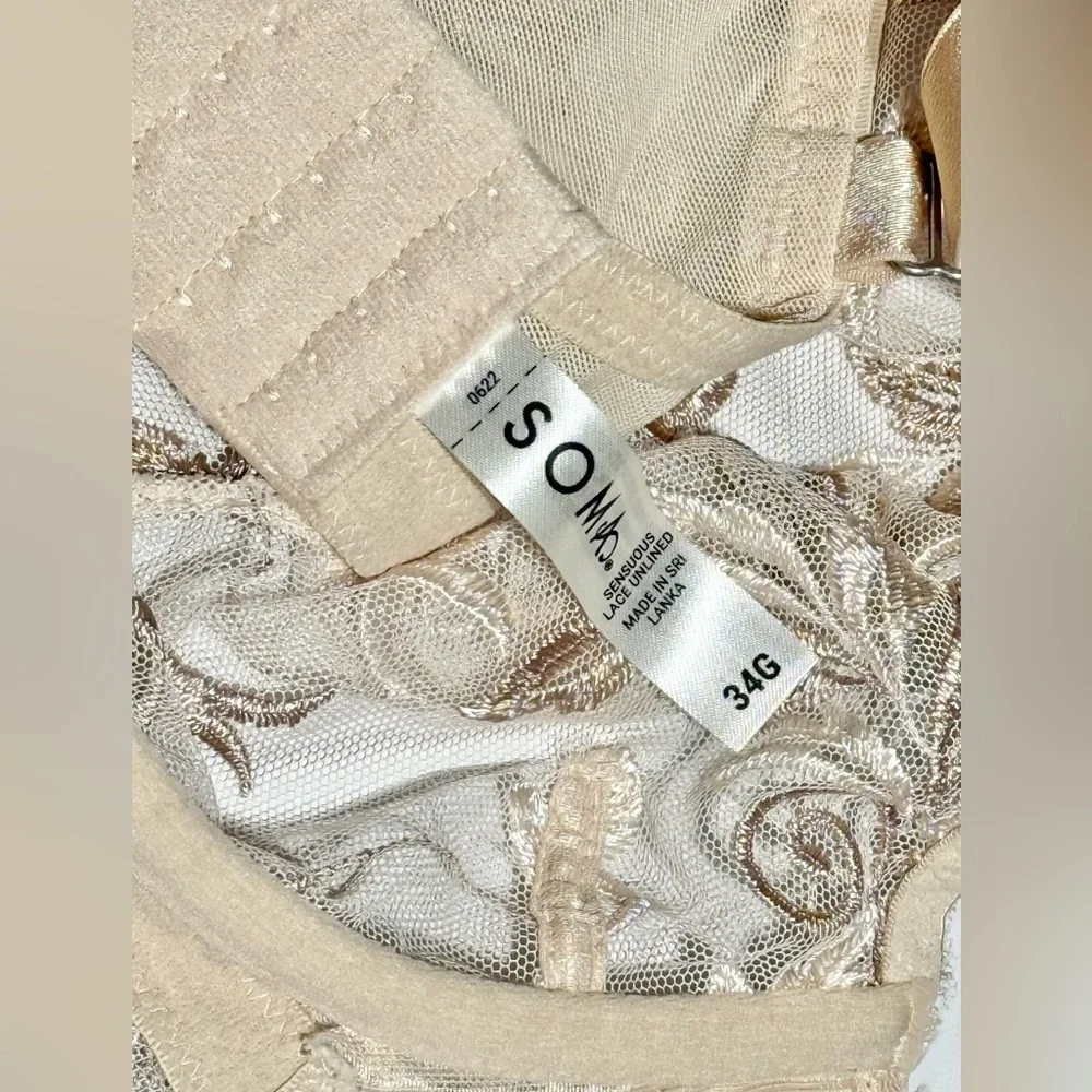 Soma sensuous unlined Lace Embroidered underwire Bra - Soft Cream size 34G EUC - Picture 3 of 8
